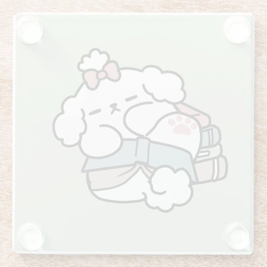 Before Bedtime with My Pup - Book and Dog Lover ガラスコースター (裏面)