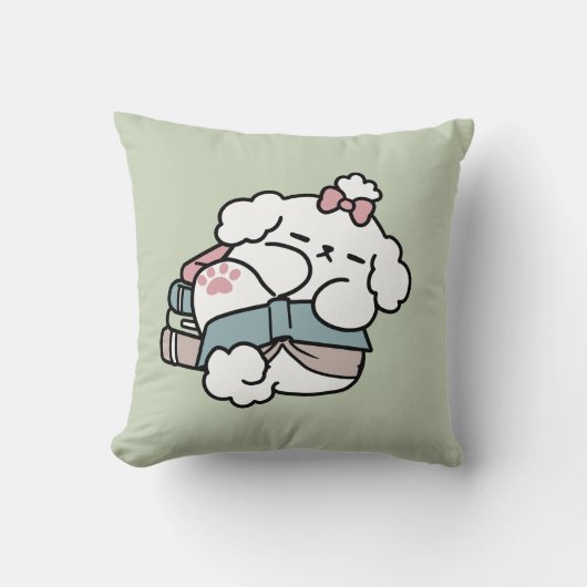 Before Bedtime with My Pup – Book and Dog Lover  クッション (正面)