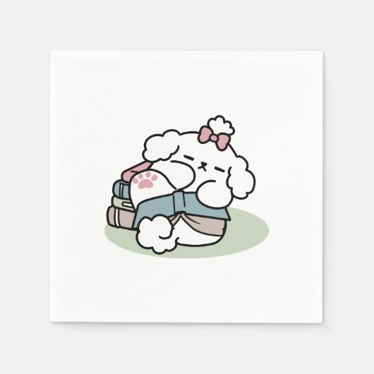 Before Bedtime with My Pup – Book and Dog Lover スタンダードカクテルナプキン (正面)