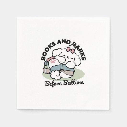 Before Bedtime with My Pup – Book and Dog Lover スタンダードカクテルナプキン (正面)