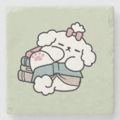 Before Bedtime with My Pup - Book and Dog Lover ストーンコースター (正面)