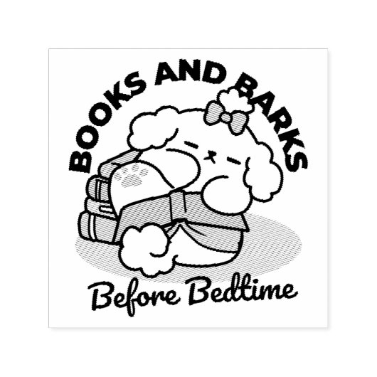 Before Bedtime with My Pup - Book and Dog Lover セルフインキングスタンプ (デザイン)