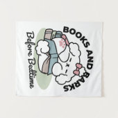 Before Bedtime with My Pup - Book and Dog Lover タペストリー (正面(横))