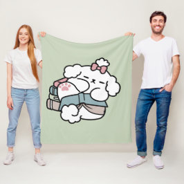 Before Bedtime with My Pup - Book and Dog Lover フリースブランケット