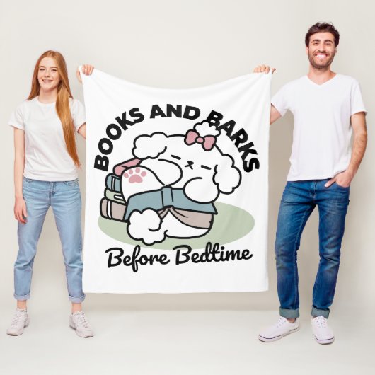Before Bedtime with My Pup – Book and Dog Lover フリースブランケット (インサイチュ)