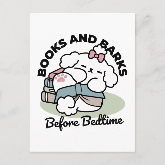 Before Bedtime with My Pup – Book and Dog Lover ポストカード (正面)