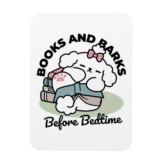 Before Bedtime with My Pup - Book and Dog Lover マグネット (縦)