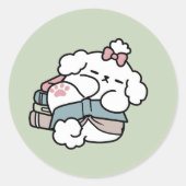 Before Bedtime with My Pup - Book and Dog Lover ラウンドシール (正面)