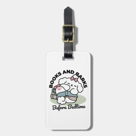 Before Bedtime with My Pup – Book and Dog Lover  ラゲッジタグ (正面縦)