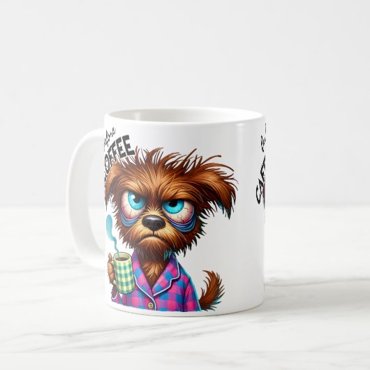 Before Coffee vs. Fully Caffeinated Dog  コーヒーマグカップ (正面左)