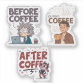 Before During After Coffee Mood Vector Art シール (正面)