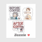 Before During After Coffee Mood Vector Art シール (シート)