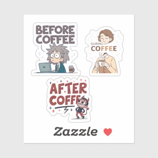 Before During After Coffee Mood Vector Art シール (シート)