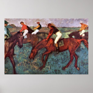 Before The Start Jockeis Training - Degas Painting ポスター