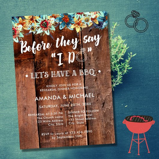 Before They Say I Do ラスティックBBQリハーサルディナー 招待状