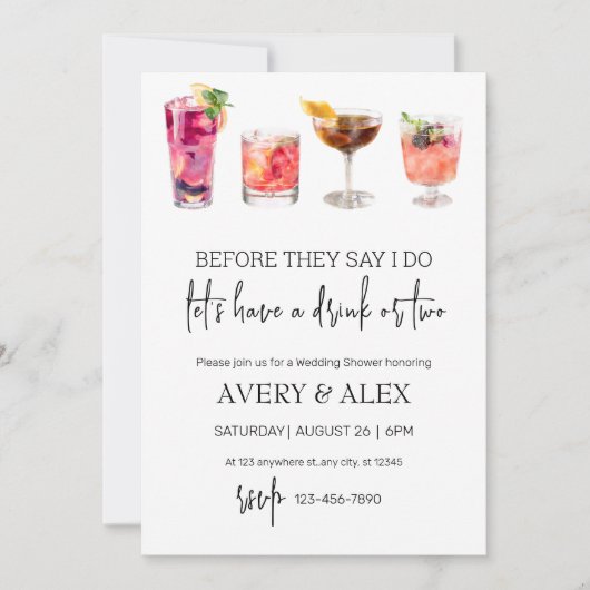 Before They Say I Do | cocktail Bachelorette Party 招待状 (正面)