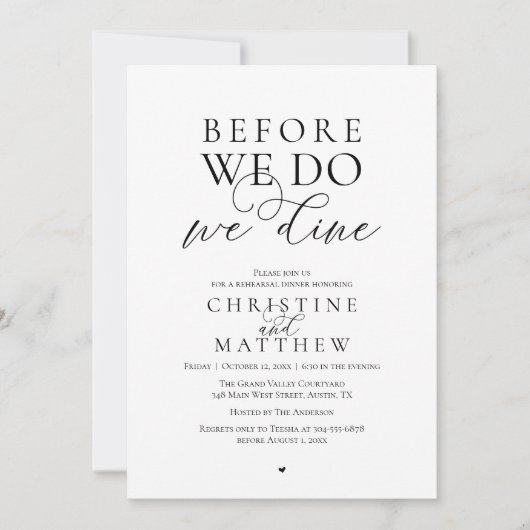 Before we do, we dine, Classy Rehearsal Dinner 招待状 (正面)