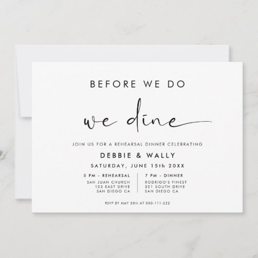 Before We Do We Dine Rehearsal Dinner 招待状 (正面)