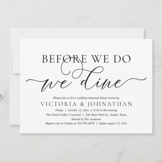 Before We Do, We Dine, Wedding Rehearsal Dinner 招待状 (正面)