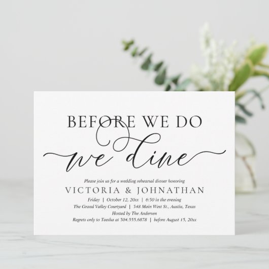 Before We Do, We Dine, Wedding Rehearsal Dinner 招待状 (スタンド正面)