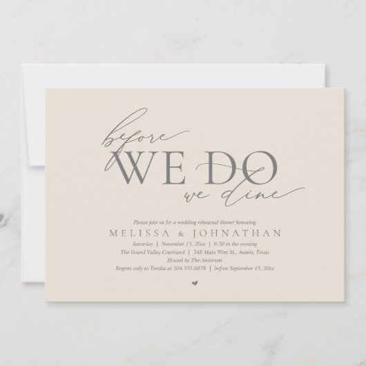 Before We Do, We Dine, Wedding Rehearsal Dinner 招待状 (正面)