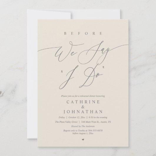 Before we say "I Do", Wedding Rehearsal Dinner 招待状 (正面)