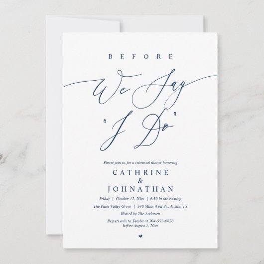 Before we say "I Do", Wedding Rehearsal Dinner 招待状 (正面)