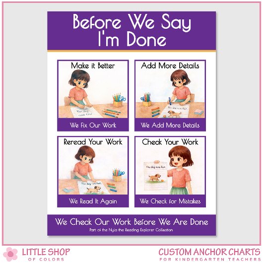 Before We Say I’m Done Classroom Anchor Chart ポスター