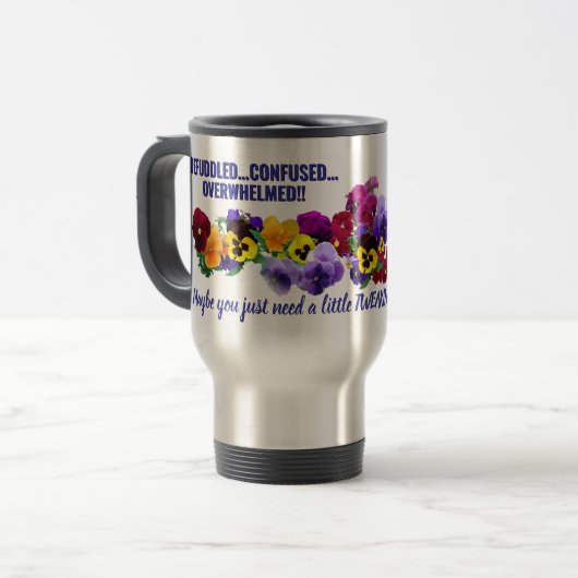 befuddled tweak pansies mug トラベルマグ (正面左)