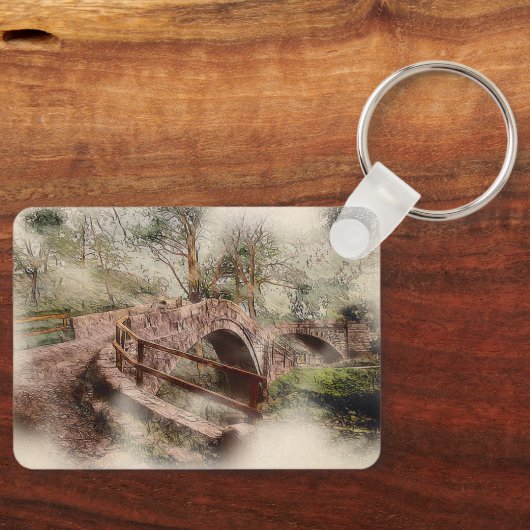 Beggars Bridge, Glaisdale - Watercolour Art キーホルダー (正面)