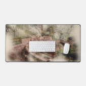 Beggars Bridge, Glaisdale - Watercolour Art デスクマット (キーボード&マウス)