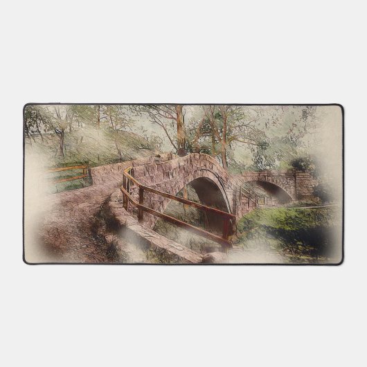 Beggars Bridge, Glaisdale - Watercolour Art デスクマット (正面)