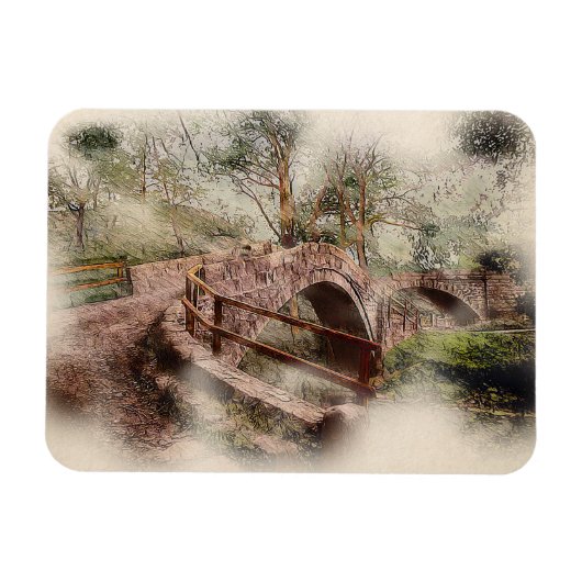 Beggars Bridge, Glaisdale - Watercolour Art マグネット (横)
