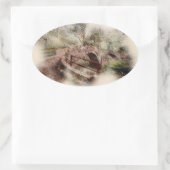 Beggars Bridge, Glaisdale - Watercolour Art 楕円形シール (バッグ)