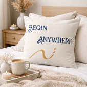 Begin Anywhere Minimalist Navy Cream Throw Pillow クッション