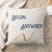 Begin Anywhere Minimalist Navy Cream Throw Pillow クッション (ブランケット)