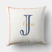 Begin Anywhere Minimalist Navy Cream Throw Pillow クッション (裏面)