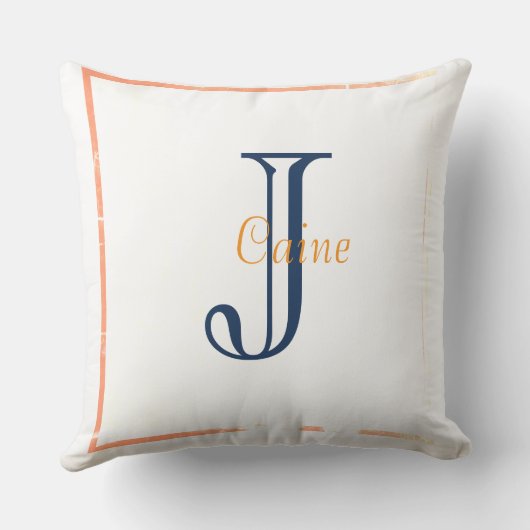 Begin Anywhere Minimalist Navy Cream Throw Pillow クッション (裏面)