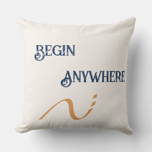 Begin Anywhere Minimalist Navy Cream Throw Pillow クッション (正面)
