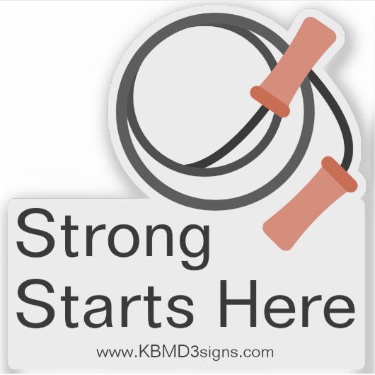 Beginner Fitness - Custom www - Strong Starts Here シール (正面)