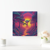 Beginning of The Fall Art スクエア壁時計 (ホーム)