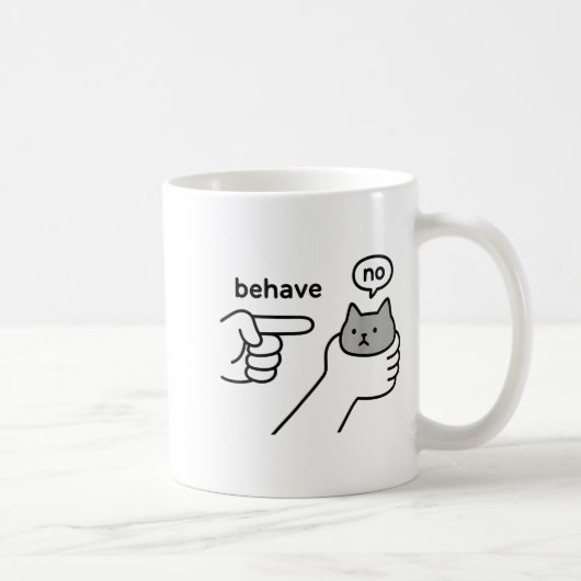 Behave No Funny Cat Meme Cartoon Design  コーヒーマグカップ (右)