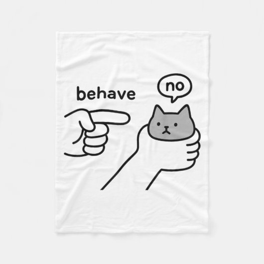 Behave No Funny Cat Meme Cartoon Design  フリースブランケット (正面)