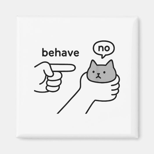Behave No Funny Cat Meme Cartoon Design  マグネット (正面)