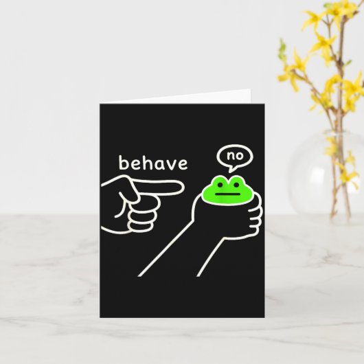 Behave No Funny Frog Meme Humor  カード (黄色い花)