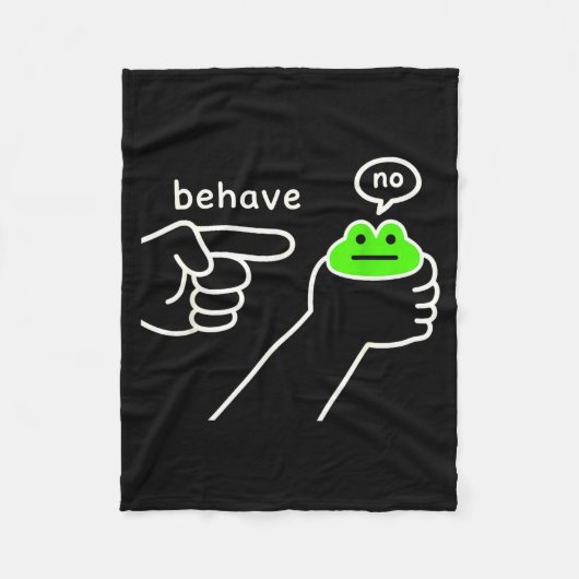 Behave No Funny Frog Meme Humor フリースブランケット (正面)