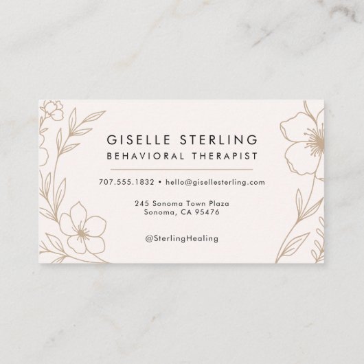 Behavioral Therapist Botanical Floral  名刺 (裏面)