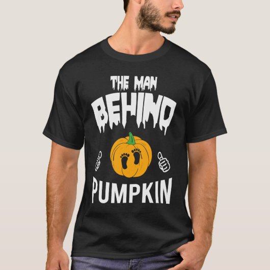 Behind The Pumpkin Funny Soon Dad For Halloween Tシャツ (正面)