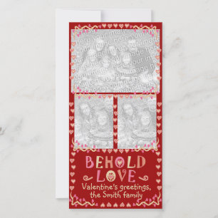 Behold Love Valentineの3枚のフォトフレームコラージュ シーズンカード