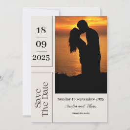 BeigeとBrown Geometric日付を結婚保存 招待状